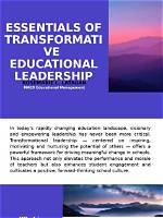 Transformative Leadership and Educational Innovations